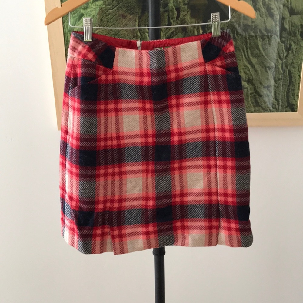 💙 Boden British Tweed by Moon Wool Check Skirt